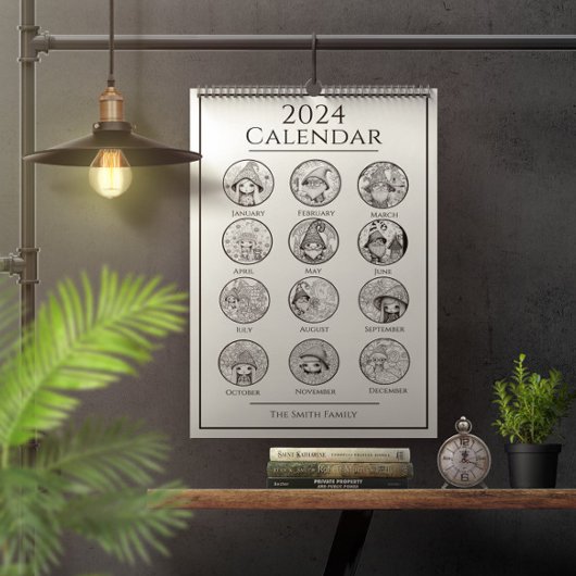 Einzigartiges Gnome Mandala Coloring Kalender