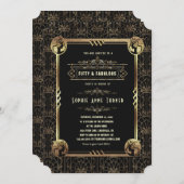 Einzigartiges Gold Black Great Gatsby 50 und fabel Einladung (Vorne/Hinten)