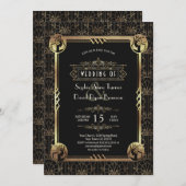 Einzigartiges Gold Black Great Gatsby Art Deco Hoc Einladung (Vorne/Hinten)