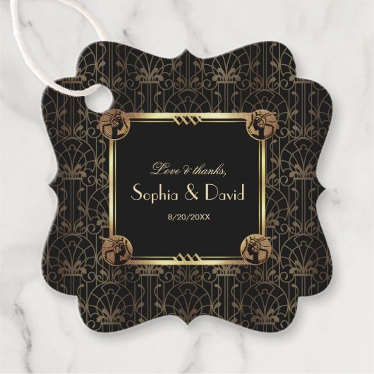Einzigartiges Gold Black Great Gatsby Art Deco Hoc Geschenkanhänger (Vorderseite)