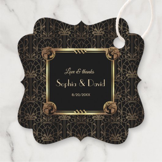 Einzigartiges Gold Black Great Gatsby Art Deco Hoc Geschenkanhänger (Rückseite)