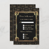Einzigartiges Gold Black Great Gatsby Art Deco Hoc RSVP Karte (Vorne/Hinten)
