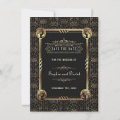 Einzigartiges Gold Black Great Gatsby Art Deco Hoc Save The Date (Vorderseite)