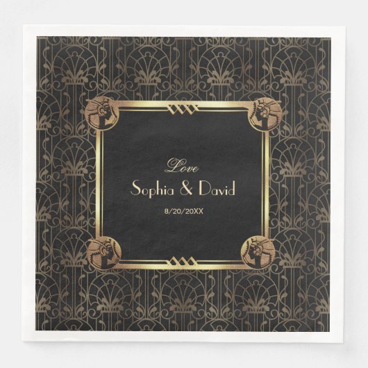 Einzigartiges Gold Black Great Gatsby Art Deco Hoc Serviette (Vorderseite)