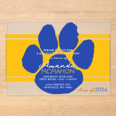 Einzigartiges Gold & Blue Abschluss Pawprint Elega Acryleinladungen (Vorderseite)