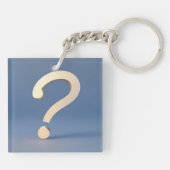 Einzigartiges Gold-Fragezeichen mit blauem Hinterg Schlüsselanhänger (Rückseite)