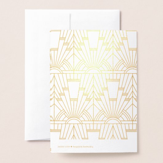 Einzigartiges Gold Gatsby Art Deco Hochzeit Folienkarte (Rückseite mit Umschlag)
