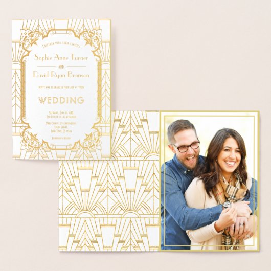 Einzigartiges Gold Gatsby Art Deco Hochzeit Folienkarte (Anzeige)