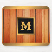 Einzigartiges Gold Luxury Wood Mit Monogramm Mousepad (Vorne)