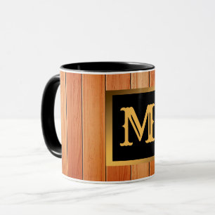 Einzigartiges Gold Luxury Wood Mit Monogramm Tasse