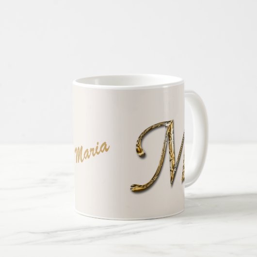 Einzigartiges Gold Silver Letter M Monogramm Kaffeetasse (VorderseiteRechts)