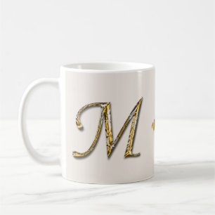 Einzigartiges Gold Silver Letter M Monogramm Kaffeetasse