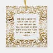 Einzigartiges Goldenes Buch Johannes 3:16 Weihnach Keramikornament (Vorderseite)