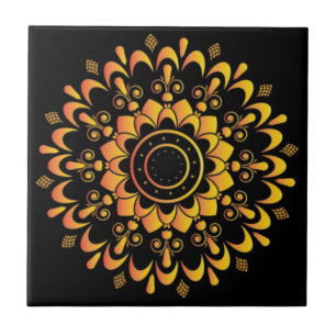 Einzigartiges goldenes Mandala-Design-95747 Fliese