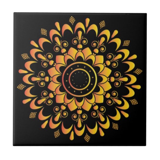 Einzigartiges goldenes Mandala-Design-95747 Fliese (Vorderseite)