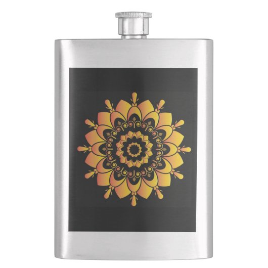 Einzigartiges goldenes Mandala-Design-95748 Flachmann (Vorderseite)