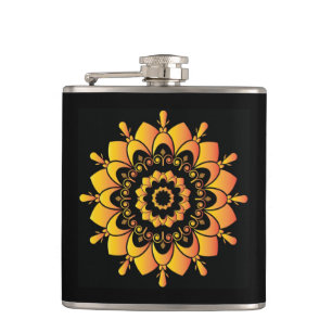 Einzigartiges goldenes Mandala-Design-95748 Flachmann