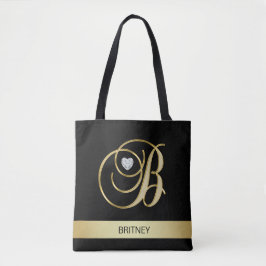 Einzigartiges Goldschwarz-mit Monogramm Tasche