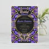 Einzigartiges Gothic Glam Lila Gold Brautparty Einladung (Stehend Vorderseite)