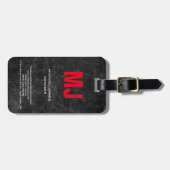 Einzigartiges, grau-rotes Monogramm Gepäckanhänger (Vorderseite horizontal)