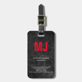 Einzigartiges, grau-rotes Monogramm Gepäckanhänger (Vorderseite vertikal)