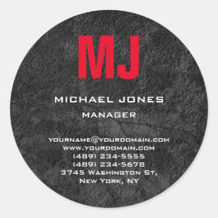 Einzigartiges, grau rotes Monogramm Runder Aufkleber