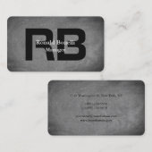 Einzigartiges graues Chalkboard Schwarzes Monogram Visitenkarte (Vorne/Hinten)