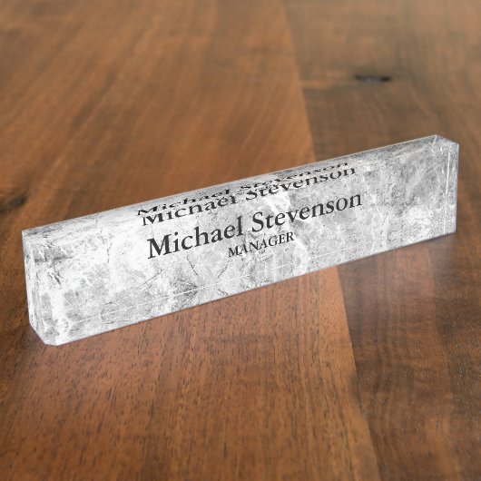 Einzigartiges Gray Elegante Modernes Minimalistisc Namensplakette (Seite)