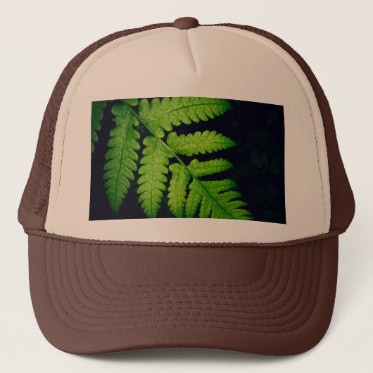 Einzigartiges Green Leaf-Printed Scheme-Cap Tan un Truckerkappe (Vorderseite)