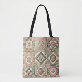 Einzigartiges Green & Pink Terracotta Quilt & Patc Tasche