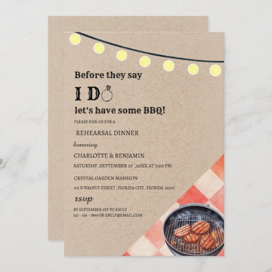 Einzigartiges GRILLEN Probe Dinner Einladung (Vorne/Hinten)
