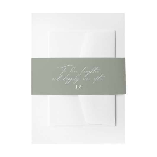 Einzigartiges Grün-Liebe-Lachen-Monogramm Hochzeit Einladungsbanderole (Vorderseite Beispiel)