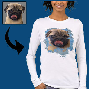 Einzigartiges Grunge Blau Grau Pug Welpen Hund Lie Tri-Blend Shirt