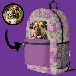 Einzigartiges Grunge Pink Lilac Bulldog Hund Lover Bedruckter Rucksack