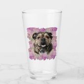 Einzigartiges Grunge Pink Lilac Bulldog Hund Lover Glas (Vorderseite)