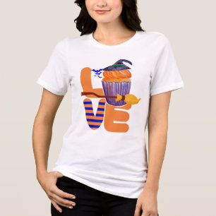 Einzigartiges Halloween-Cupcake-Stack-Liebe Split Tri-Blend Shirt