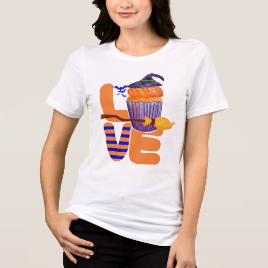 Einzigartiges Halloween-Cupcake-Stack-Liebe Split Tri-Blend Shirt (Vorderseite)
