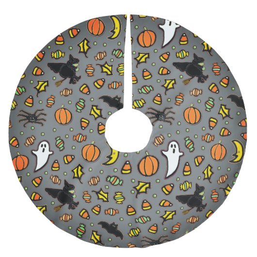 Einzigartiges Halloween-Dekor Polyester Weihnachtsbaumdecke (Vorderseite)