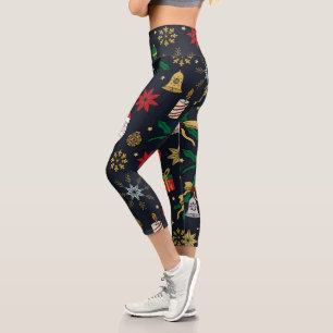Einzigartiges Handdawn Weihnachten Doddles Blue De Capri Leggings