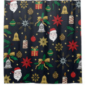 Einzigartiges Handdawn Weihnachten Doddles Blue De Duschvorhang (Vorderseite)