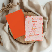 Einzigartiges handgezeichnetes farbiges Brautparty Einladung