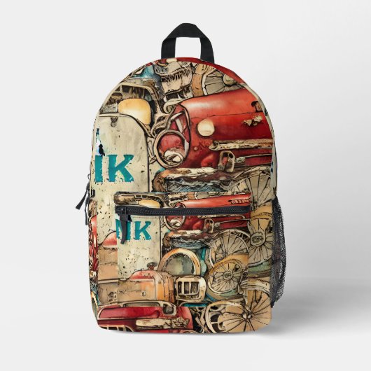 Einzigartiges handgezeichnetes Kunstwerk Vintag ze Bedruckter Rucksack (Vorderseite)
