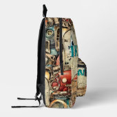 Einzigartiges handgezeichnetes Kunstwerk Vintag ze Bedruckter Rucksack (Links)