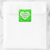 Einzigartiges Happy St Patrick's Day Design Quadratischer Aufkleber (Tasche)
