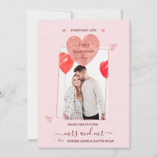 Einzigartiges Happy Valentines Day Mrs. & Mr. Foto Save The Date (Vorderseite)