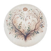 Einzigartiges Heart Monogram Cutting Board Schneidebrett (Vorderseite)