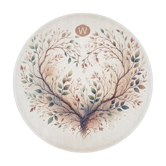 Einzigartiges Heart Monogram Cutting Board Schneidebrett (Vorderseite)