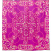 Einzigartiges, helles, rosa Lila Verziertes Muster Duschvorhang (Vorderseite)