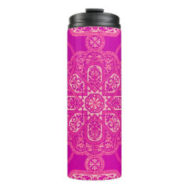 Einzigartiges, helles, rosa Lila Verziertes Muster Thermosbecher