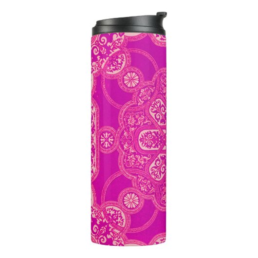 Einzigartiges, helles, rosa Lila Verziertes Muster Thermosbecher (Nach links gedreht)